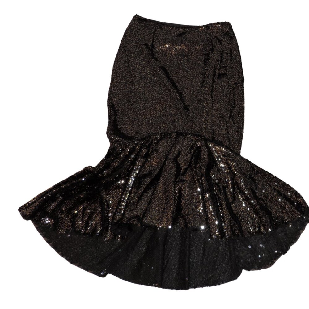 Gianni Bini Black & Gold Sequin Mermaid Midi Skirt — NWT Size 0 - Picture 2 of 3
